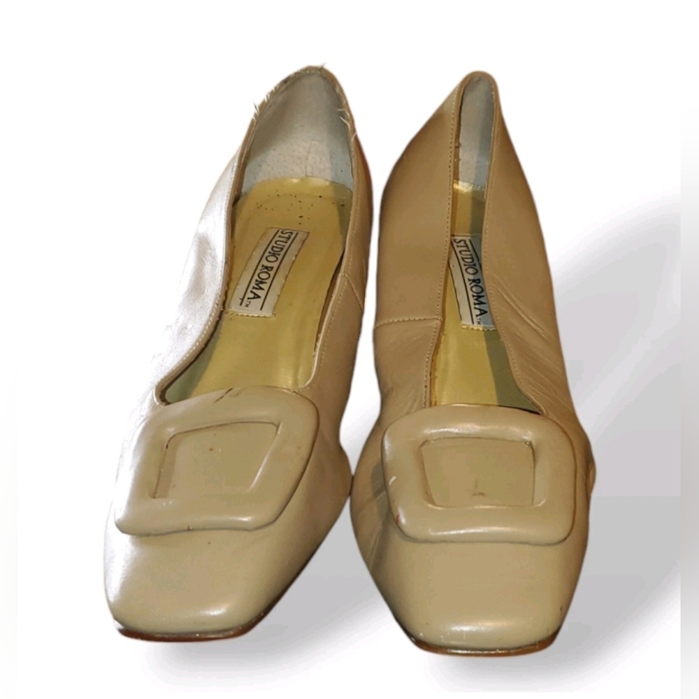 Women's Cream Leather Heels